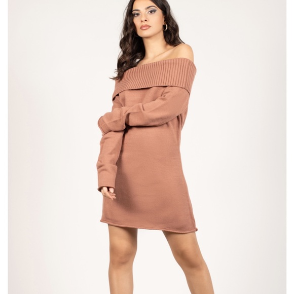 Right Now Off Shoulder Sweater Dress - Picture 1 of 8